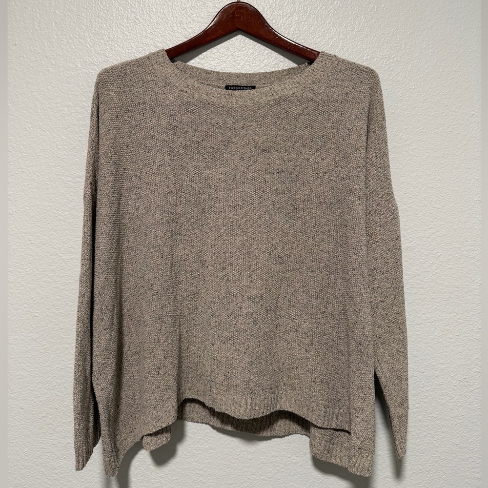Eileen Fisher Silk Noil Crew Neck Top, Size XL